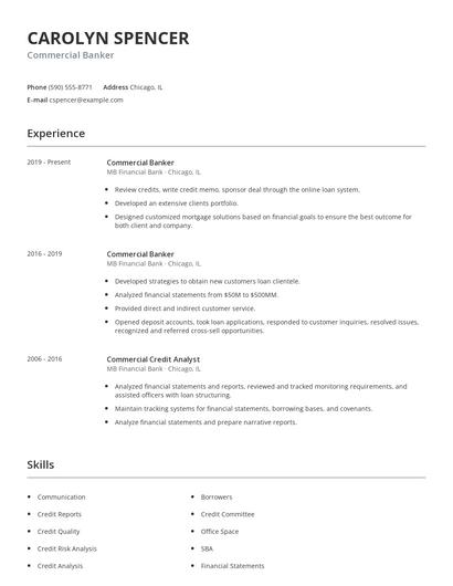 Commercial Banker Resume