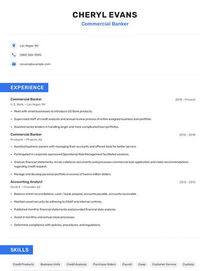 Commercial Banker Resume