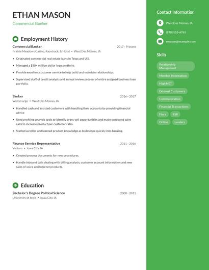 Commercial Banker Resume