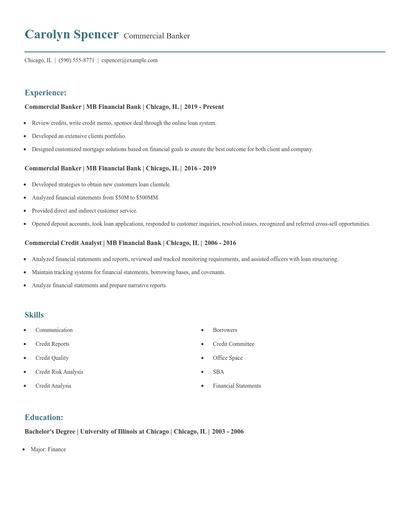 Commercial Banker Resume