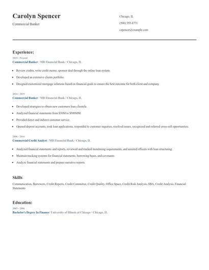 Commercial Banker Resume