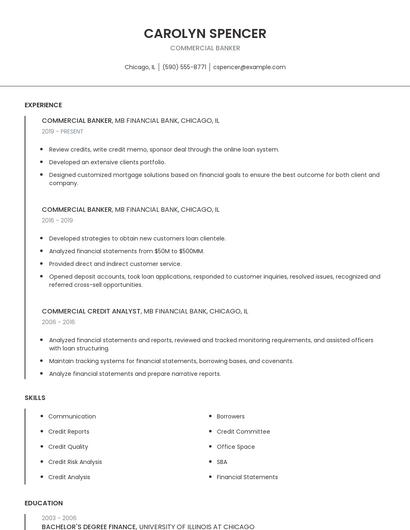 Commercial Banker Resume