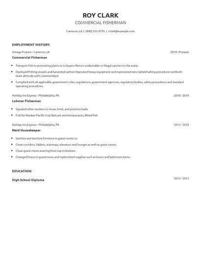 Commercial Fisherman Resume