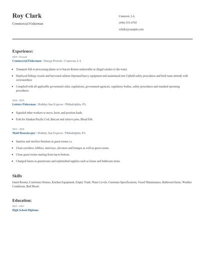 Commercial Fisherman Resume