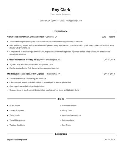 Commercial Fisherman Resume