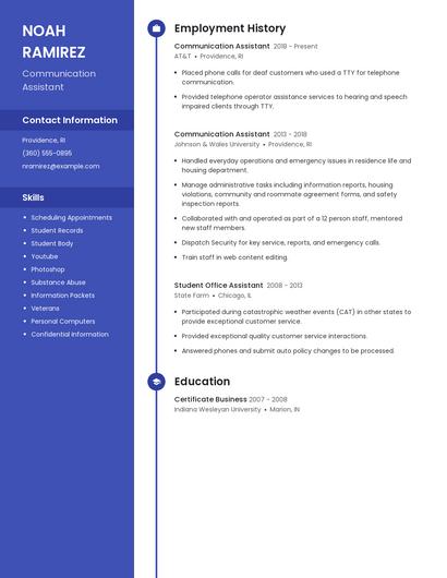 Communication Assistant Resume