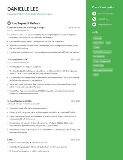 Communications And Technology Manager Resume