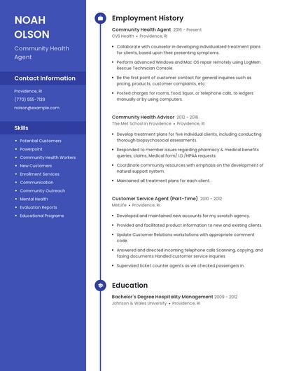 Community Health Agent Resume