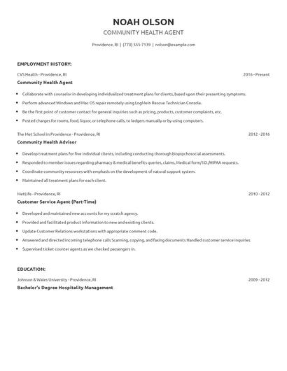 Community Health Agent Resume