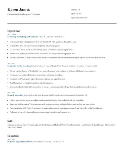 Community Health Program Coordinator Resume