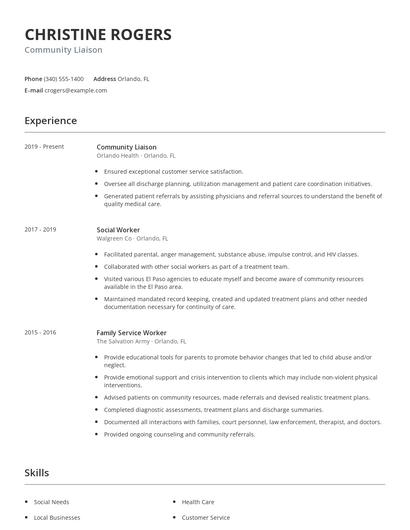 Community Liaison Resume
