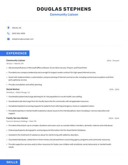 Community Liaison Resume