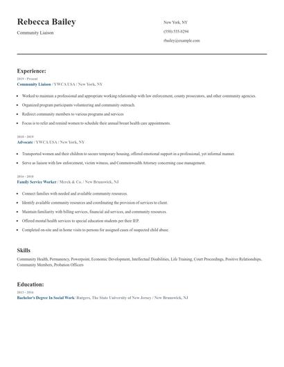 Community Liaison Resume
