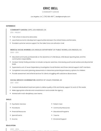 Community Liaison Resume