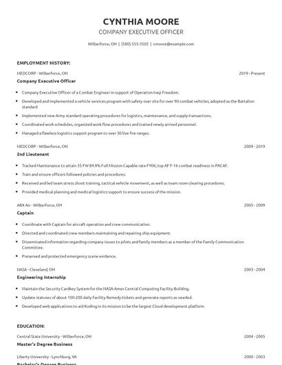 Company Executive Officer Resume