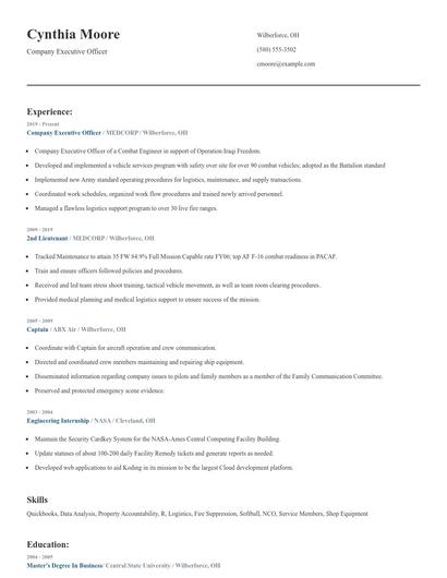 Company Executive Officer Resume