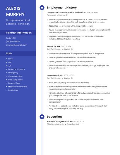 Compensation And Benefits Technician Resume