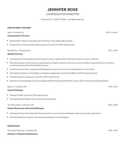 Compensation Director Resume