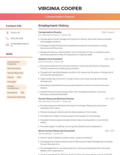 Compensation Director Resume