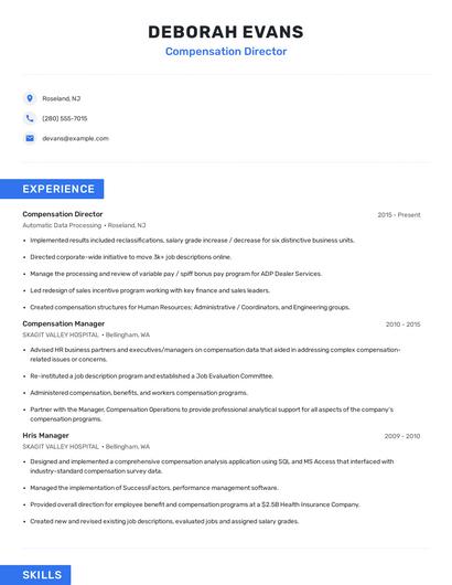 Compensation Director Resume