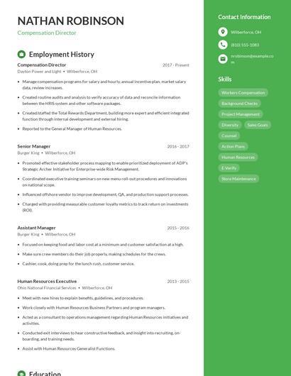 Compensation Director Resume