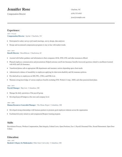 Compensation Director Resume