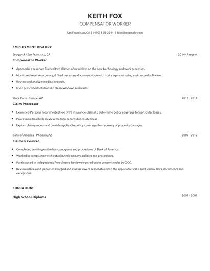 Compensator Worker Resume