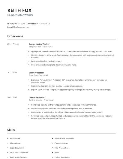 Compensator Worker Resume