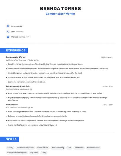 Compensator Worker Resume