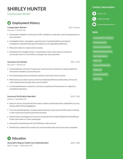 Compensator Worker Resume