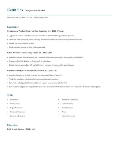 Compensator Worker Resume