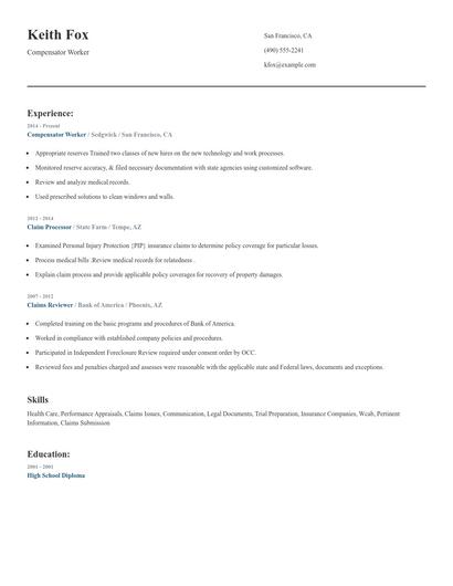 Compensator Worker Resume