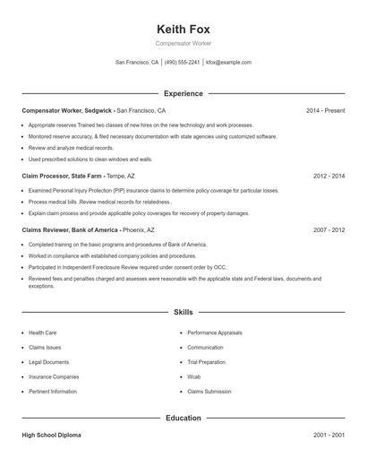 Compensator Worker Resume