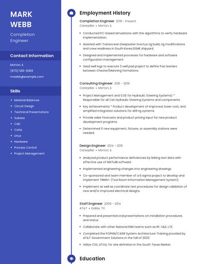 Completion Engineer Resume