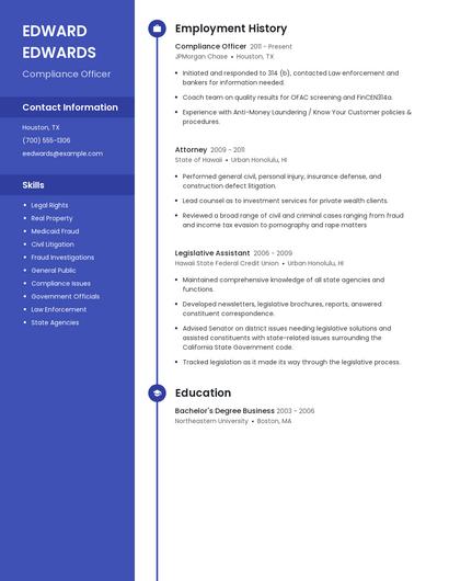 Compliance Officer Resume