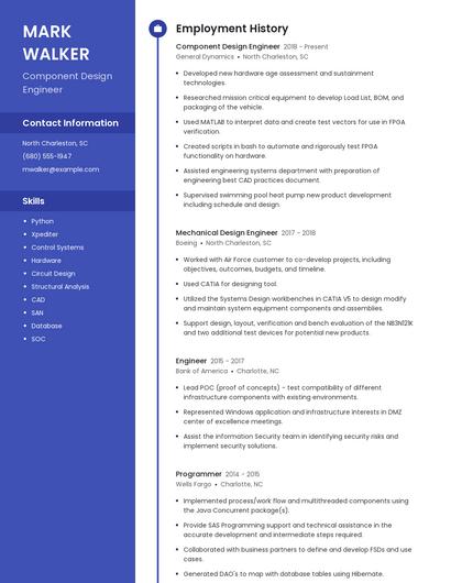 Component Design Engineer Resume