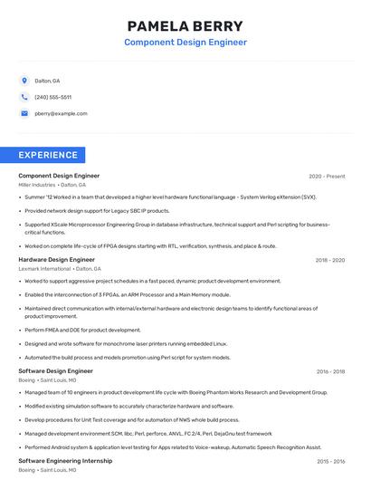 Component Design Engineer Resume
