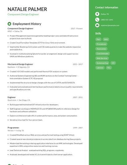 Component Design Engineer Resume