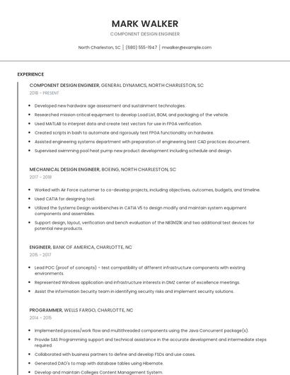 Component Design Engineer Resume