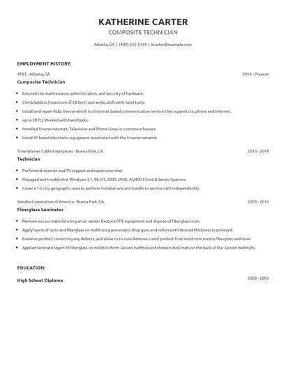 Composite Technician Resume