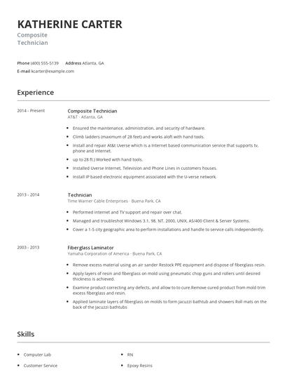 Composite Technician Resume