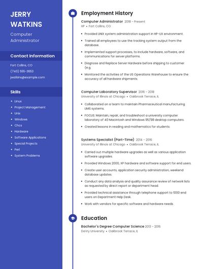 Computer Administrator Resume