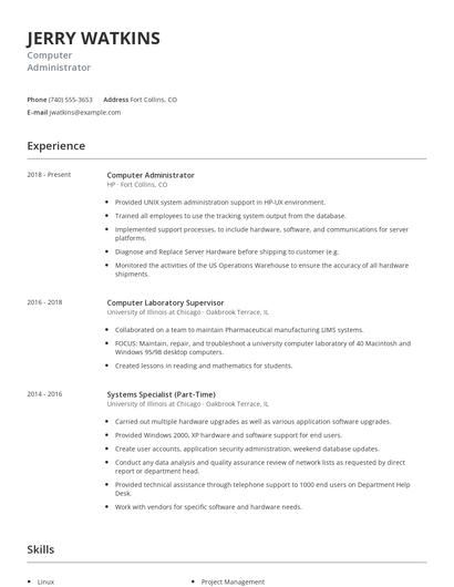 Computer Administrator Resume