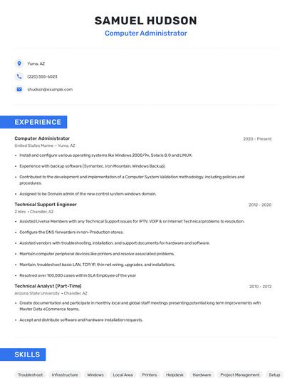 Computer Administrator Resume