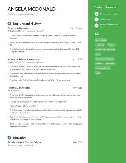 Computer Administrator Resume