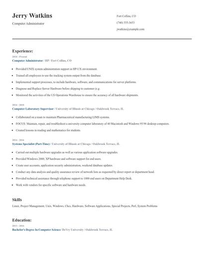Computer Administrator Resume
