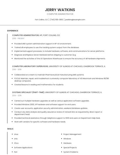 Computer Administrator Resume