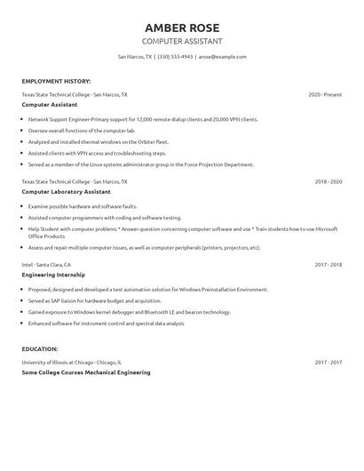 Computer Assistant Resume