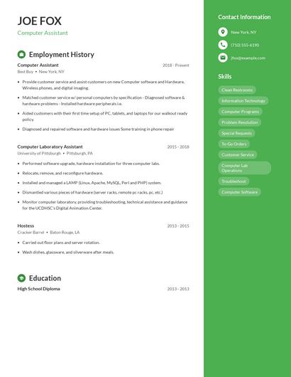 Computer Assistant Resume