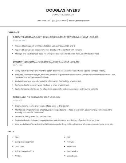 Computer Assistant Resume